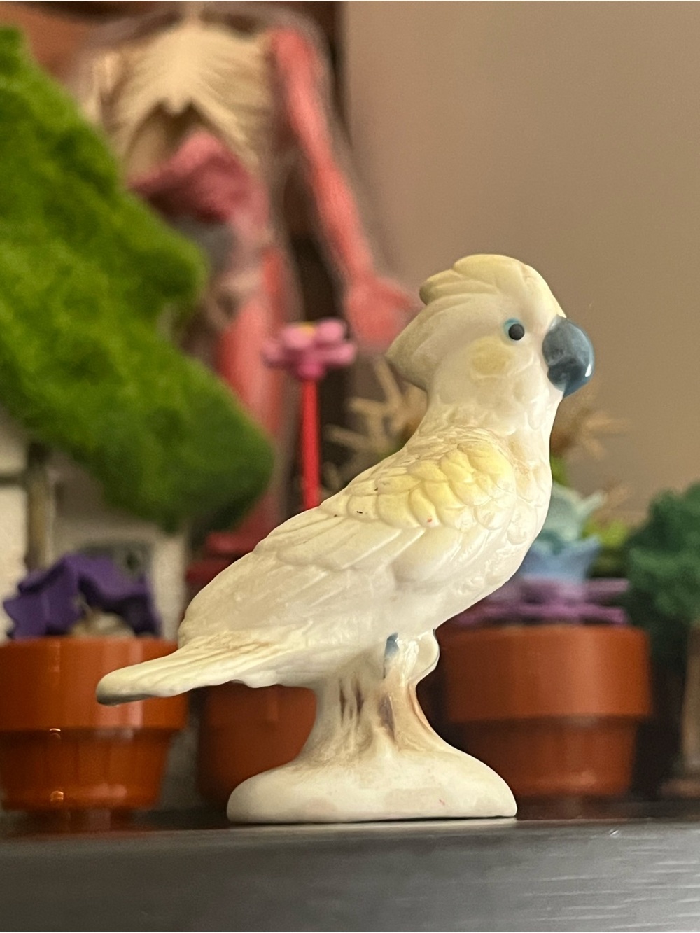 Cream and Yellow Cockatoo Figurine - Decorative Bird